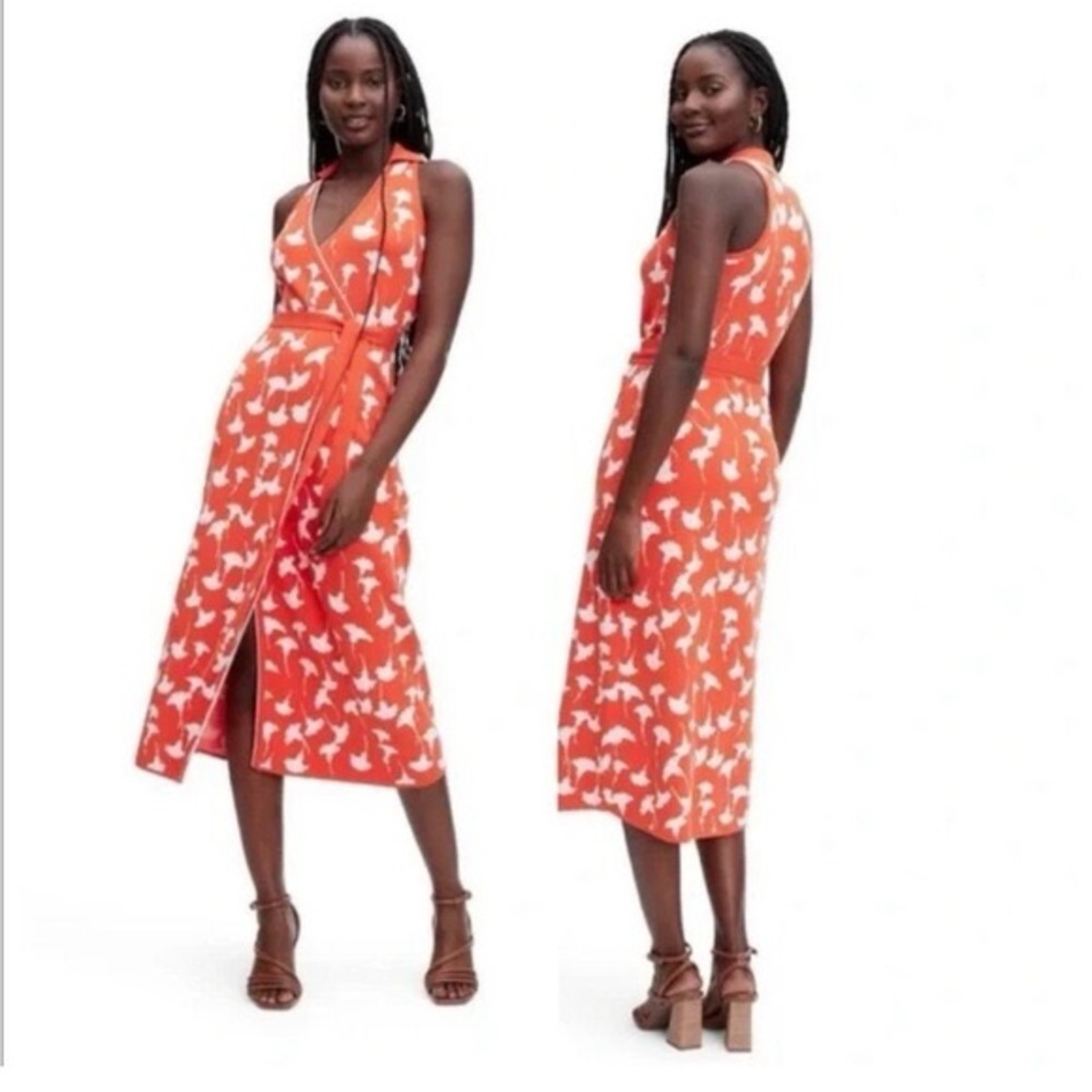 Diane von Furstenberg X Target Ginko Coral Print Wrap Dress | Size Large - Picture 3 of 7